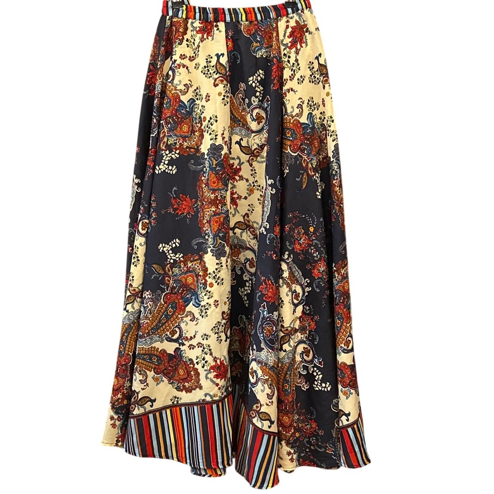 Vintage Mix Nouveau Maxi Skirt Boho Paisley Hippie Eclectic Folk Peasant Bold